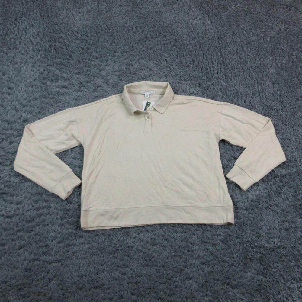 Threads 4 Thought Pullover Womens Medium Beige Collared Modal Fleece NWT